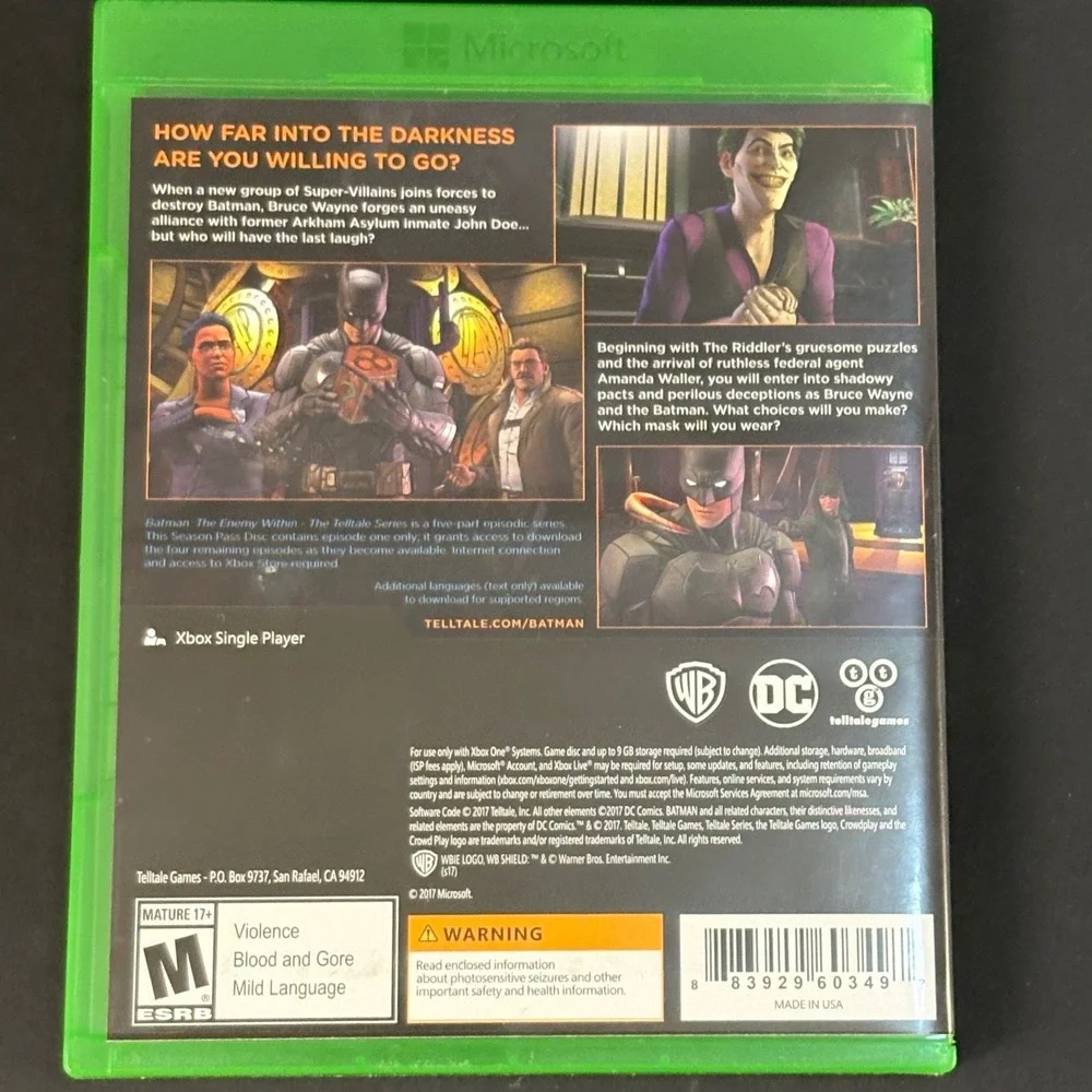 Batman The Enemy Within The Telltale Series Xbox One Season Pass Disc H0041